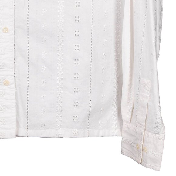 White Stag Eyelet Button Up Shirt L 12 14 Womens VTG NEW White Cotton Collared - Picture 3 of 6